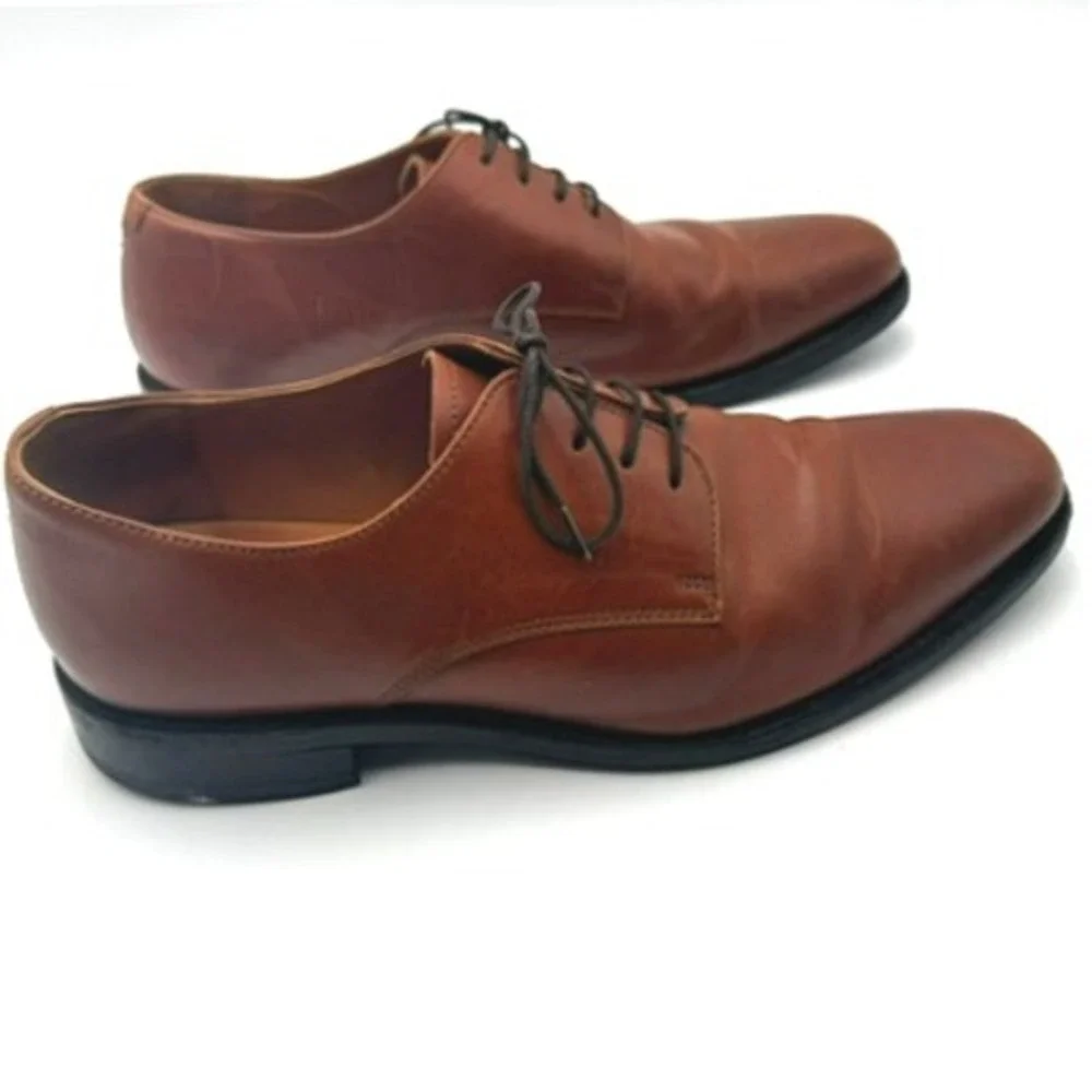 ANTHONY VEER Men's size 10.5 Hand Welt‎ Brown Leather Dress Shoes Laces